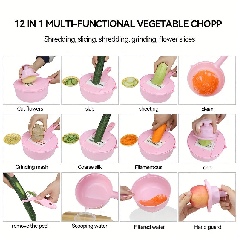 12-in-1 Manual Vegetable Chopper & Slicer