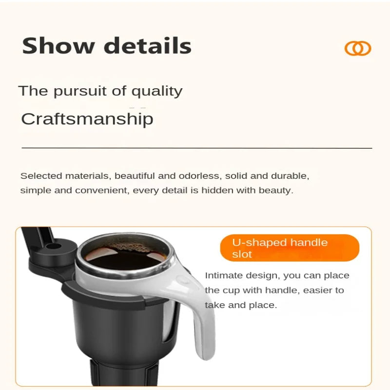 Multi-Function Car Cup Holder Expander with Food Tray - 360° Adjustable