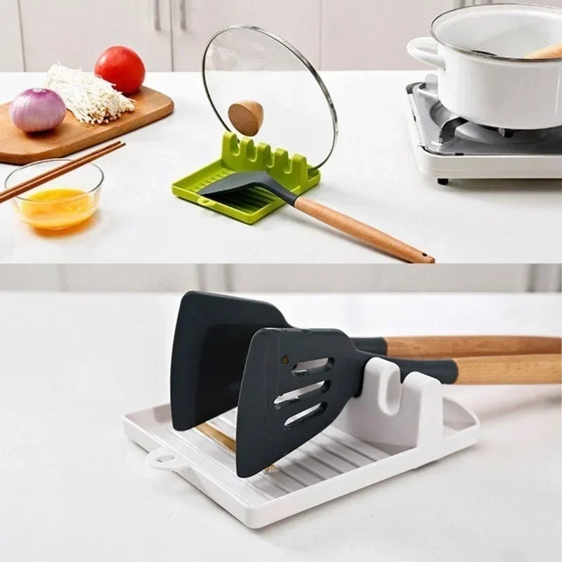 Kitchen Utensil Organiser & Pot Lid Holder - Countertop Storage Rack