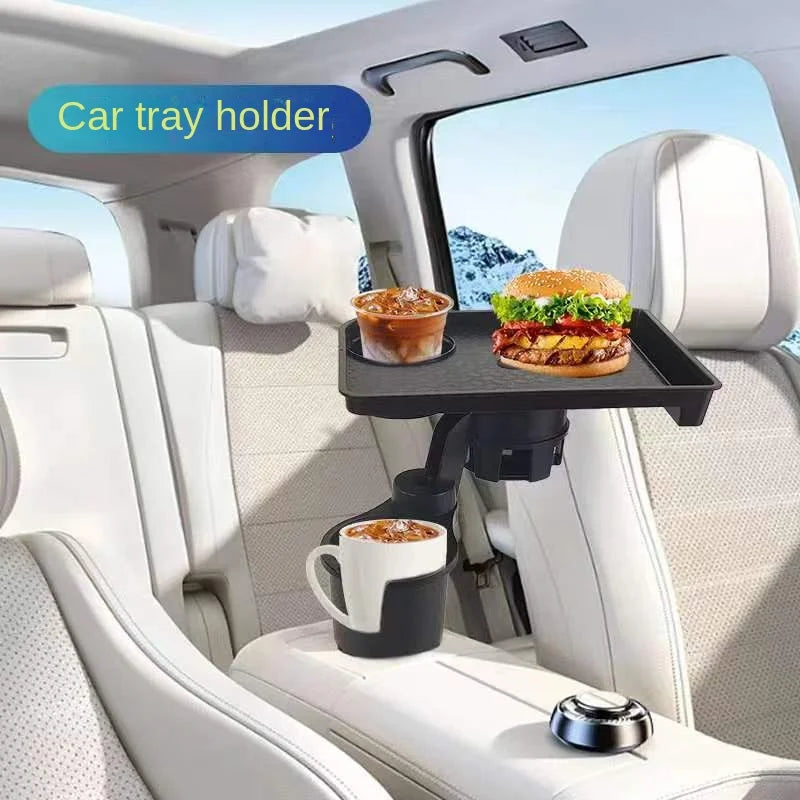 Multi-Function Car Cup Holder Expander with Food Tray - 360° Adjustable