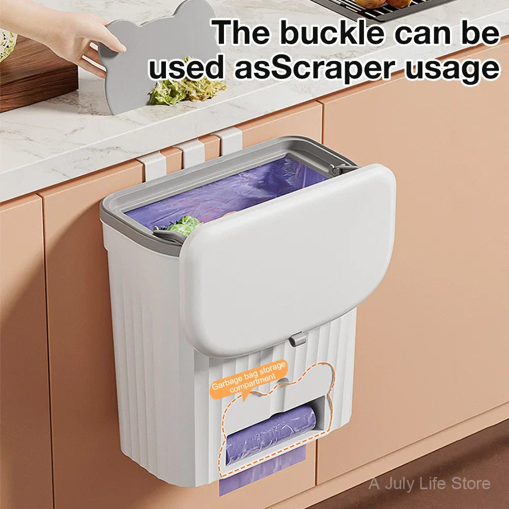 Wall Mounted Kitchen Trash Can with Lid - 8.5L/12L