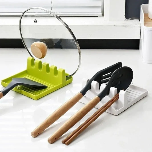 Kitchen Utensil Organiser & Pot Lid Holder - Countertop Storage Rack