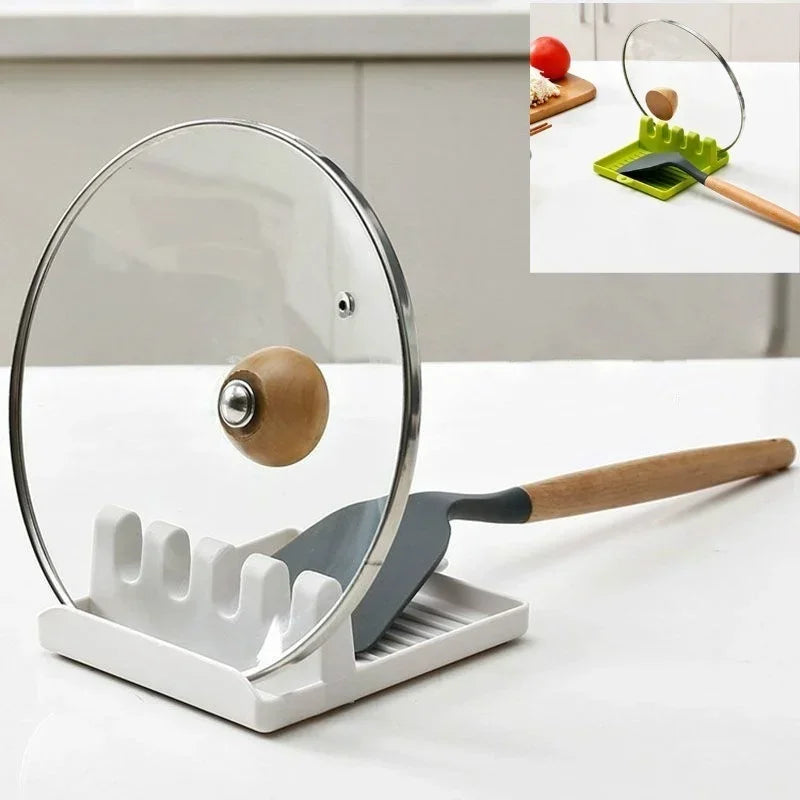 Kitchen Utensil Organiser & Pot Lid Holder - Countertop Storage Rack