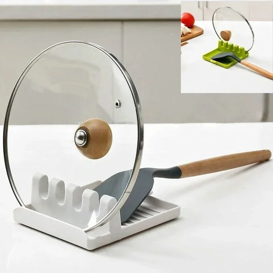Kitchen Utensil Organiser & Pot Lid Holder - Countertop Storage Rack