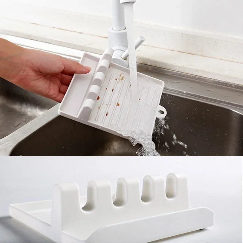 Kitchen Utensil Organiser & Pot Lid Holder - Countertop Storage Rack